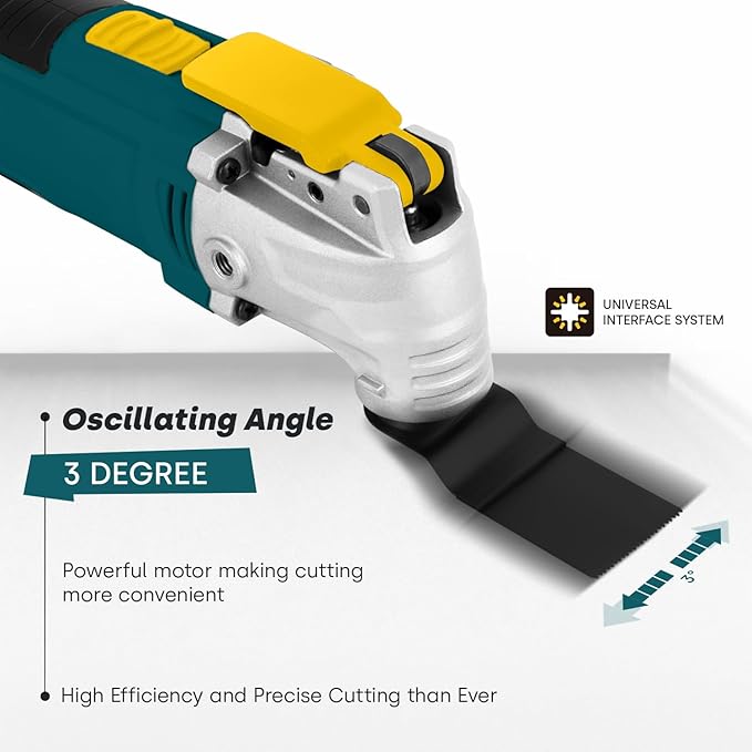 Enventor Multi Tool Saw, 2.5Amp Electric Oscillating Tool Kit Corded with 28pcs Saw Accessories, 6 Variable Speeds, 3° Oscillating Angle Oscillating Saw for Cutting, Scraping, Sanding