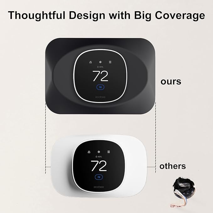 Wall Plate Cover Compatible with Ecobee Smart Thermostat Essential, Practical Ecobee Thermostat Trim Kit, Programmable WiFi Thermostat Accessory (Blcak)