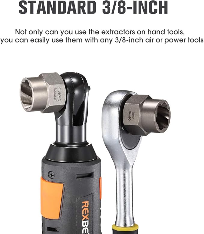 REXBETI Impact Bolt & Nut Remover Set, 13+1 Pieces Bolt Extractor Tool Set with Solid Storage Case