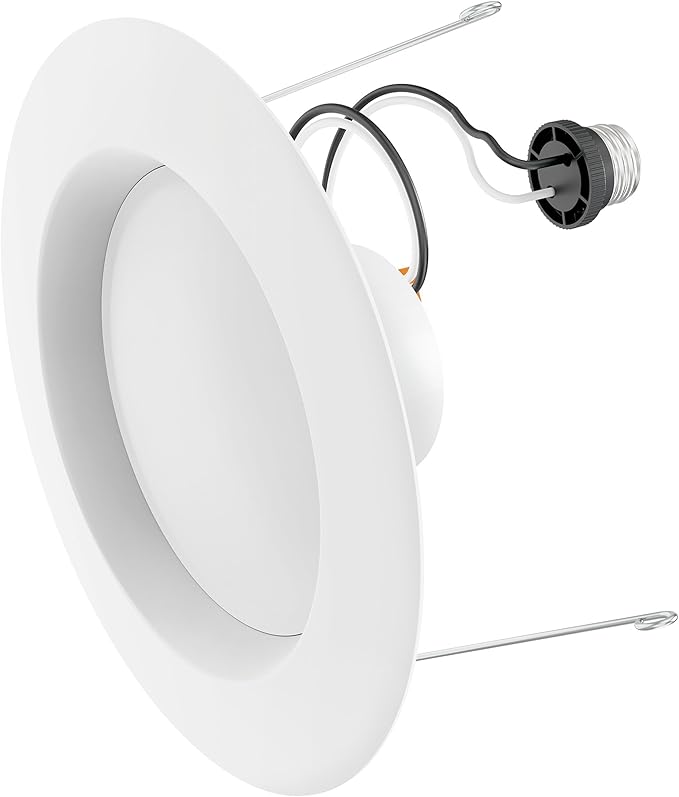 Feit Electric 5/6 Inch LED Recessed Downlight, 22.5W (120W Eqv), Dimmable, Adjustable White 2700K–5000K, Retrofit Kit, E26 Adapter, Ideal for Larger Spaces or High Ceilings, LEDR56XHO/6WYCA/4, 4 Pack