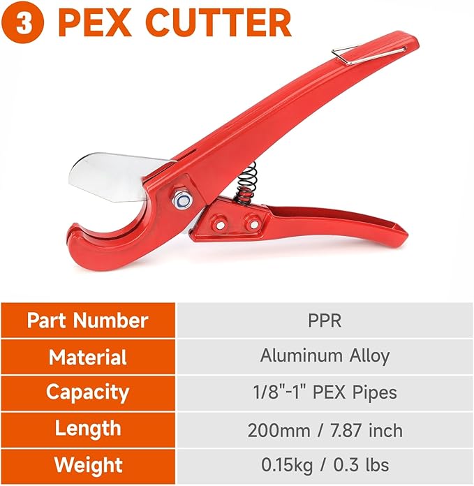 iCrimp IWS-1807CE PEX Crimping Tool Kit c/w Angle 1/2'' & 3/4'' PEX Crimpers and PEX Tubing Cutter for F1807 PEX Crimp Fittings and Copper Crimp Rings