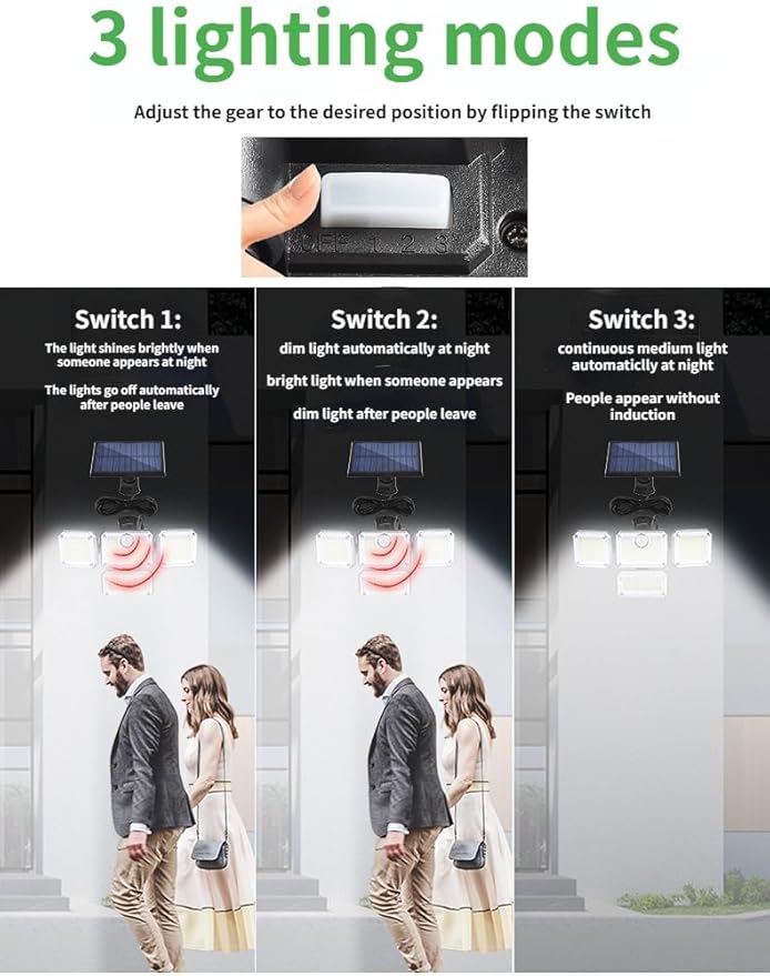 Generic Solar Outdoor Lights 3500LM 333 LED Security Lights with Remote Control,4 Heads Motion Sensor Lights, IP65 Waterproof,320° Wide Angle Flood Wall Lights with 3 Modes(2 Packs), Black