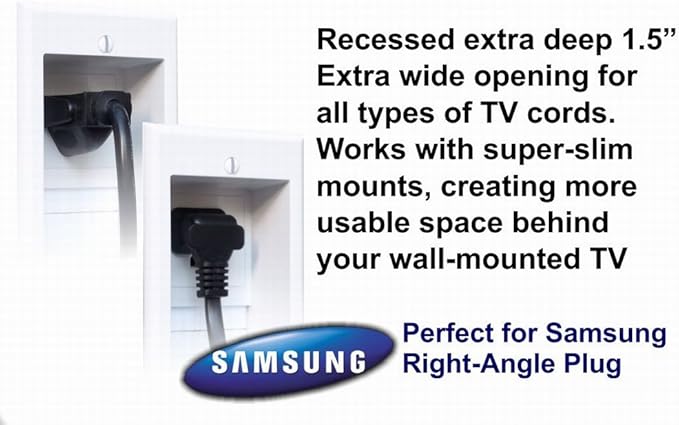 ONE-CK Single Outlet TV Cord Hider for Wall Mounted TVs - Recessed In-Wall Cable hider System for Power & Low Voltage - Matches Existing Outlets - Hide Wires With this Easy DIY Install Kit