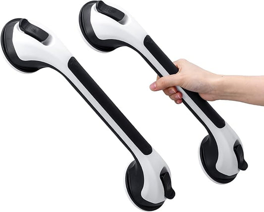 TAILI Shower Grab Bar 2 Pack Suction Grab Bars for Bathtubs and Showers, Heavy Duty Shower Handle Removable Shower Handrails for Seniors and Elderly, Bathroom Safety Grip No Drilling Waterproof, Black