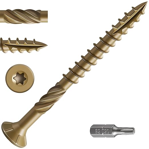 #10 * 2-1/2" Deck Screws, (80pcs) 1 lbs.Exterior Wood Screws, Rust Resistant Epoxy Coated, Bronze, T20 Star Bit