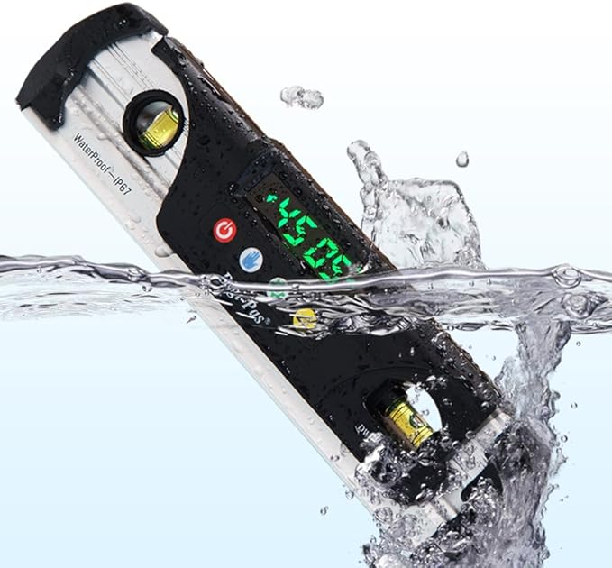 Digi-Pas DWL280PRO Waterproof IP67 Digital Torpedo Level and Protractor, Magnet, LED Bright Display, 9 inch,Black/Silver