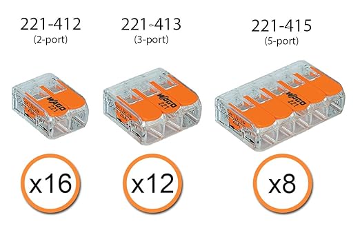 WAGO 221 Lever-Nuts 36pc Compact Splicing Wire Connector Assortment. Includes 221-412, 221-413, 221-415