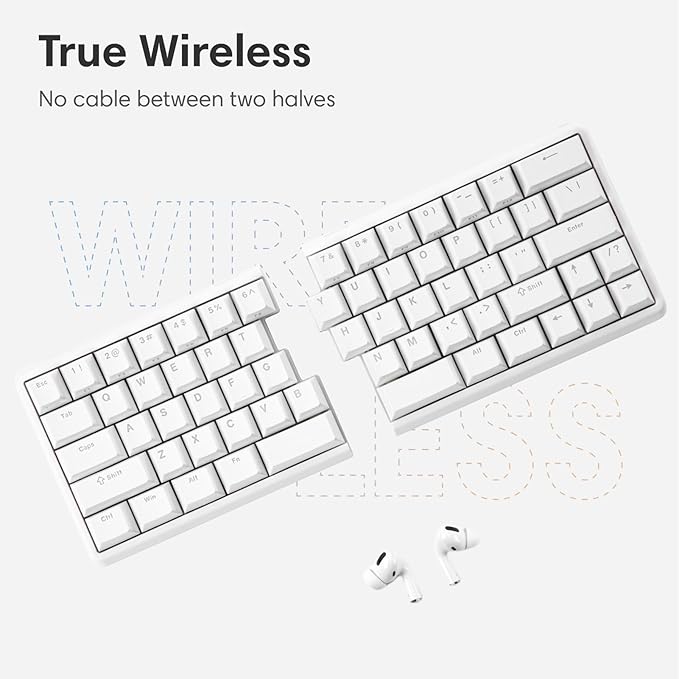 Wireless Ergonomic Split Mechanical Keyboard - Linear, Hot-Swappable, Compact 60% Layout, Programmable for Mac & Windows, PBT Keycaps(Standard Version)