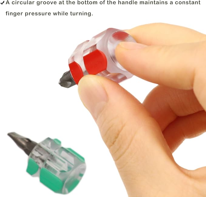 Sewing Machine Screwdriver Mini Stubby Screwdriver Set - Ultra Short Pocket Screwdrivers for Narrow Spaces, 4 Pieces with Flat Head and Phillips Head