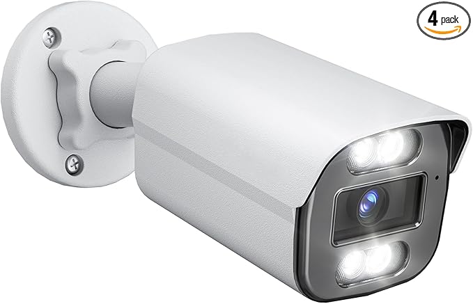 LongPlus 8MP 4K UHD Poe Wired Security Camera Outdoor for Security Cameras System, Cameras for Outdoor Home Security Spot Lights Color Night Vision, Red-Blue Alarm Lights & Sound CP8B2SE