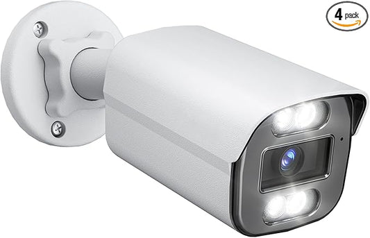 LongPlus 8MP 4K UHD Poe Wired Security Camera Outdoor for Security Cameras System, Cameras for Outdoor Home Security Spot Lights Color Night Vision, Red-Blue Alarm Lights & Sound CP8B2SE