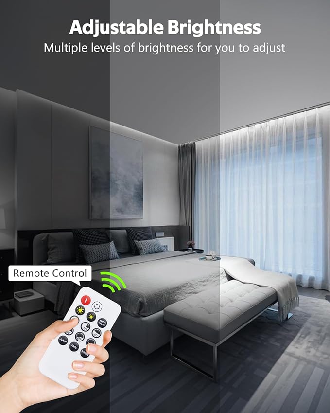 Outdoor LED Light Strips with Remote 32.8FT 24V LED COB Light Strip 6000K Daylight White Waterproof LED Tape Light Flexible Tunable 3200LEDs/10M for Patio Balcony (Adapter are Included)