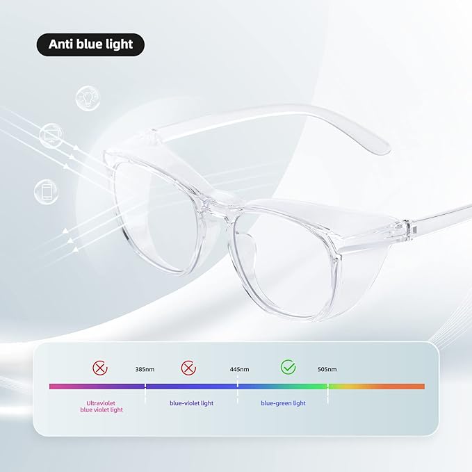 JING LEI Safety Glasses Goggles Anti-Fog UV400 Dust Protection Fashionable Pollen Glasses Lab Goggles for Women & Men