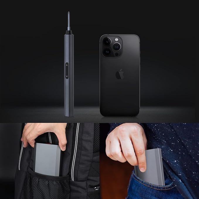 Precision Screwdriver Set, 5 Gear Torque, Mini Screwdriver Set with OLED Screen, Small Screwdriver Set Rechargeable with 48 multifunctional bits and shadowless LED lights, Aluminum Case