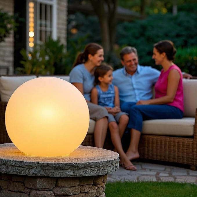 Mr.Go 14-inch LED Ball Light, Cordless Rechargeable Globe Lamp w/Remote, 16 RGB Color Changing Dimmable Mood Lamp, Waterproof Decorative Glow Orb Light for Home Outdoor Garden Patio Pool Party Decor
