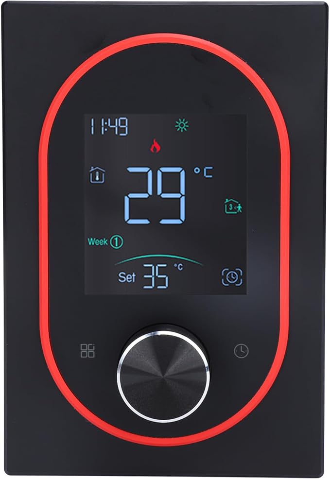 Smart Color Thermostat for Electric Heater LCD Programmable Touchscreen Control for Home Hotel Office with APP, ABS Aluminum Alloy Material (#2)