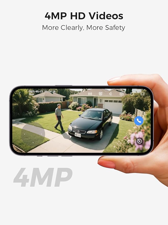 Solar Security Camera Outdoor Wireless WiFi Pro, 4MP Color Night Vision, AI/PIR Motion Detection, 360 PT, 2-Way Audio, IP66, 2.4/5GHz, SD/Cloud Storage, Works with Alexa, Mobile App & HomeBase