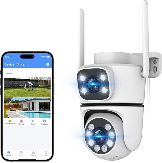 2.4G/5G Dual Band WiFi Security Camera Wireless Outdoor, 5MP Dual Lens PTZ Surveillance Cameras with Auto Motion Tracking