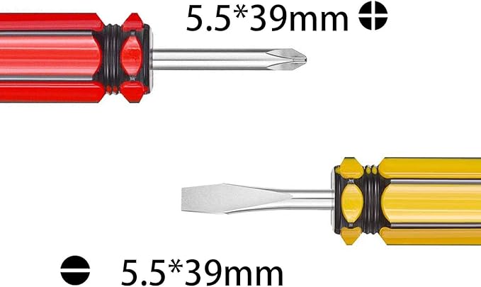 Buspoll Short Screwdriver Set: Two-Color Small Handle Stubby Screwdriver - Phillips & Flat Head