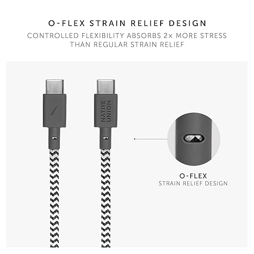 Native Union Type-C Belt Cable - USB-C to USB-C 4ft Ultra-Strong Charging Cable Compatible with iPhone 16, 16 Plus, 16 Pro, 16 Pro Max, iPad Pro, iPad Air, Samsung S24, Flip 6, Fold 6 (Zebra)