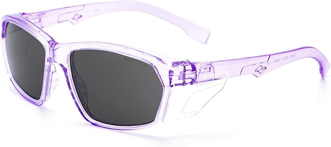 ProtectX Stylish Anti-Fog & Scratch-Resistant Safety Glasses With Readers, UV Protection Goggles, Anti-Impact Lightweight Glasses for Men＆Women Lilac Tinted Smoke