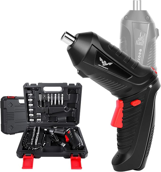 Power Screwdriver Cordless, JENABOM Screwdriver Bits Set Rechargeable, 3.6V Li-ion 3.5N·m Max Torque Electric Rotatable Drill Screwdriver for Home Improvement DIY Project, 47 Pcs