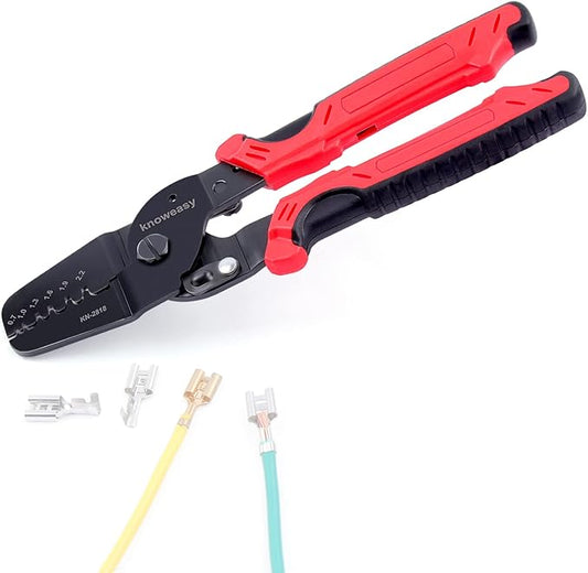 Knoweasy JST Crimper and Micro Open Barrel Crimping Tool - Works on AWG28-20 (0.08-0.5mm²) JAM, Molex, Tyco, JST Terminals and Connectors for FPV, Drone Servo Medel KN-2818
