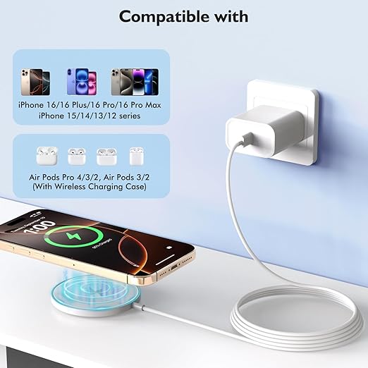 [MFi Certified ]iPhone 16 Magnetic Charger,6FT USB C i Phone 16 Wireless Charging Pad & Fast PD USB C Charging Block,Fast i Phone Apple Mag-Safe Charger for iPhone 16/16 Pro/Pro Max/15/14/13/12 Series