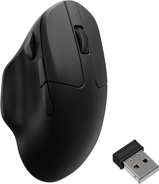 Keychron M7 8K Wireless Mouse, 30K DPI Optical Computer Mice, 2.4 GHz/Bluetooth/Wired with Macro Button 66g Lightweight Ergonomic, Up to 140 Hours Worktime for Laptop macOS/Windows - Black
