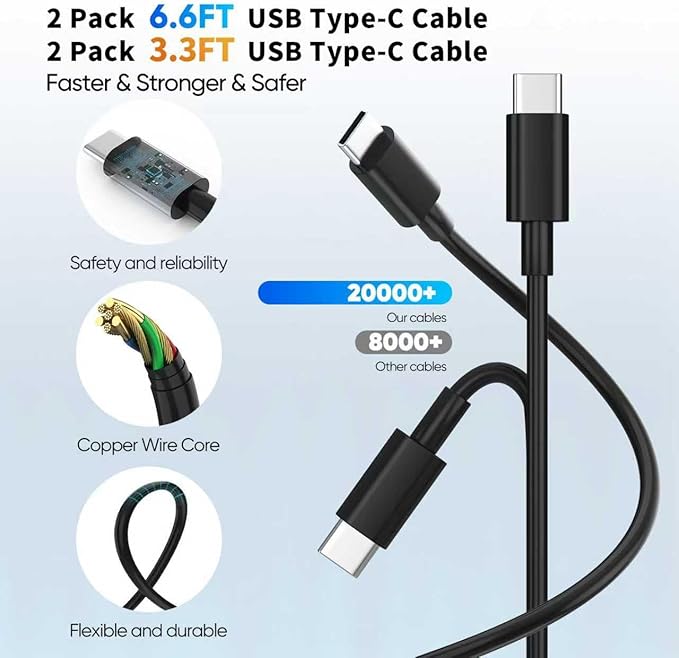 [2-Pack] USB C Wall Charger,80W 4-Port Type C Fast Charging Block,USBC Multiport Wall Plug PD&QC GaN Charging Cube with USB C Cable for iPhone 16/15/14/13/12/11/Pro Max/XS/XR, iPad, Samsung（Black