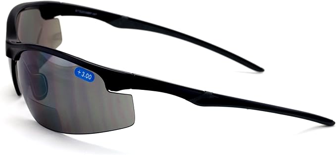 V.W.E. Bifocal High Performance Protective Safety Glasses Light Mirror Tint Bifocal - Reader - Sunglasses (Black, 2.50)