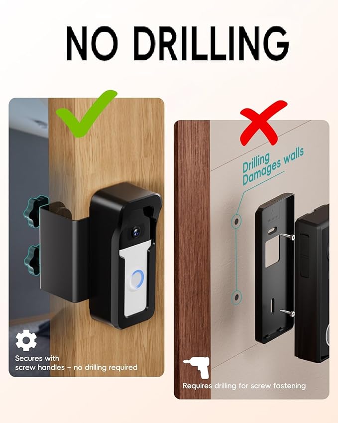 ZUMIMALL Anti-Theft Video Doorbell Mount, No-Drill Doorbell Mounting Bracket for Houses, Apartments, Businesses, Easy Installation, Suitable for Most Doorbells