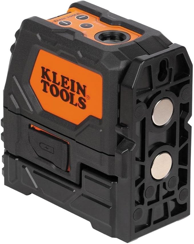 Klein Tools 93LCLGR Self-Leveling Laser Level, Rechargeable, with Bright Green Cross-Lines and Red Plumb Spot, Magnetic and Ceiling Clamp Mounting