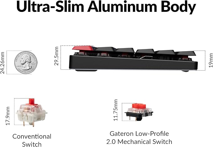 Keychron K17 Pro QMK/VIA Low-Profile Custom Wireless Mechanical Keyboard 96% Layout Programmable Knob Bluetooth/Wired White Backlight Compatible with Mac Windows Linux