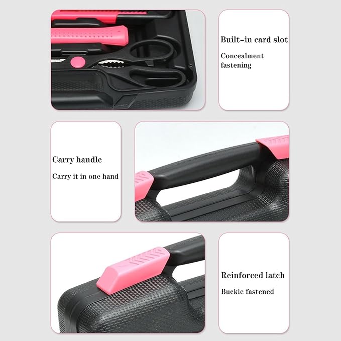39 Pcs All Purpose Basic Household Pink Tool Kit for Women - Small Tool Set with Toolbox Great for Home, Garage, Office and College Dormitory Use