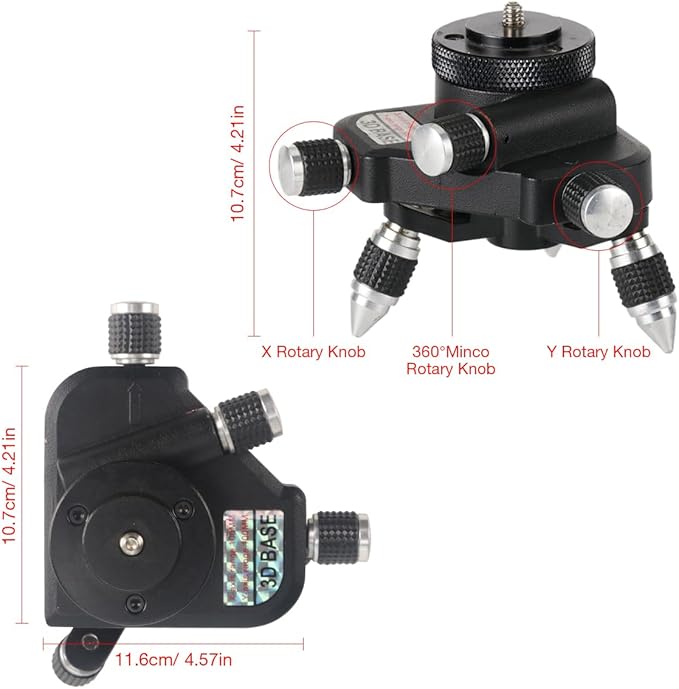 Laser Level Adapter, 360-Degree Rotating Base Laser Level Adapter for 1/4 inch Laser Levels,1/4" Threaded Mount