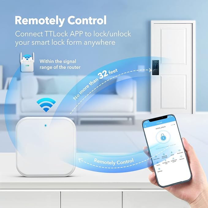 Smart Wi-Fi Gateway, G2 Hub for Keyless Entry Remote Control & Manage Bluetooth Deadbolt Door Lock with TTLock App, Wi-Fi Bridge Compatible with Alexa Google Home for Voice Control