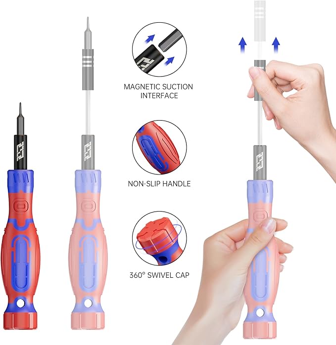 JAKEMY Precision Screwdriver Set, 33 in 1 Screwdriver Set Magnetic Driver Kit Laptop Repair Kit with Torx Screwdriver Bit Set Extension Shaft Tweezers for Electronics PS5, Watch, Jewelry, Glasses, Toy