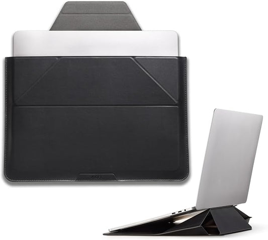 MOFT Laptop Carry Sleeve, 2-in-1 Laptop Bag & Stand for 15" MacBook Air & Dell/HP/Lenovo/Asus, Stylish Slim Computer Sleeve Bag with Expandable Storage for Computer Accessories, Night Black
