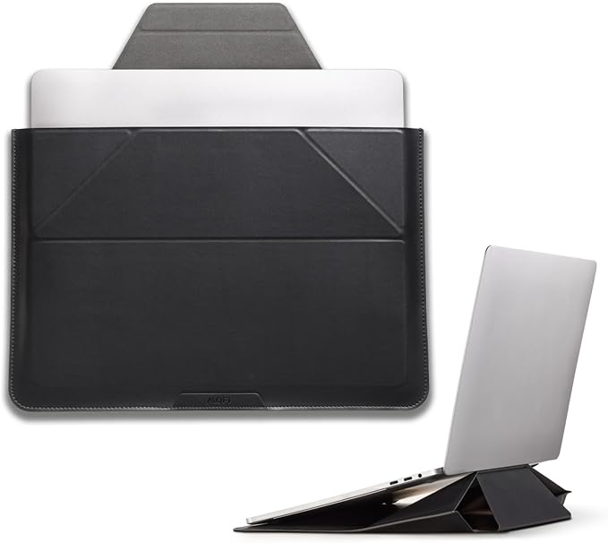 MOFT Laptop Carry Sleeve, 2-in-1 Laptop Bag & Stand for 16" MacBook Air/Pro & Dell/HP/Lenovo/Asus, Stylish Slim Computer Sleeve Bag with Expandable Storage for Computer Accessories, Night Black