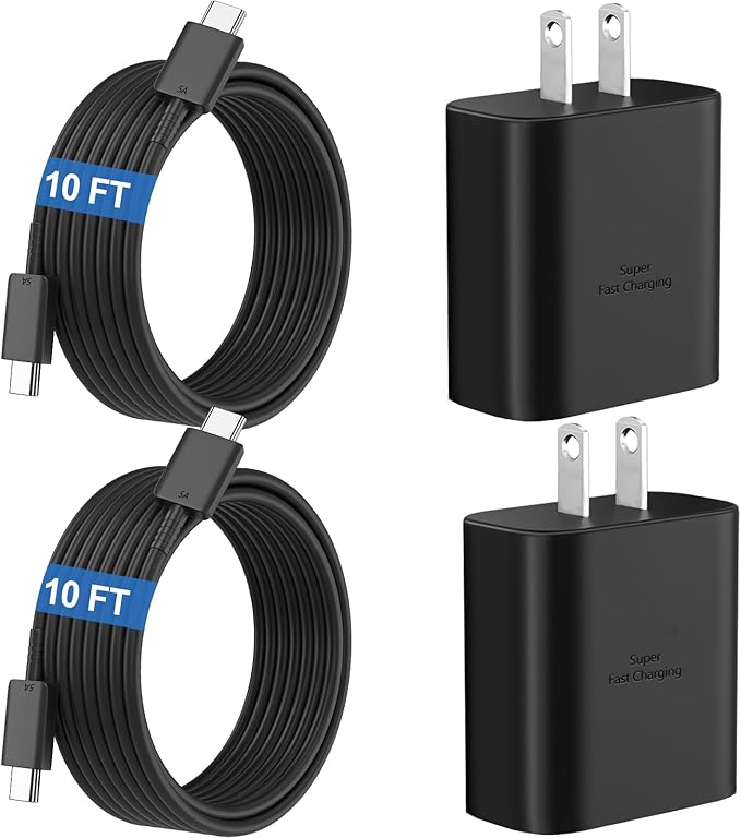 45W Super Fast Charger USB C Android Phone Charger Type C Charger Fast Charging Block with 10FT C Charger Cord for Samsung Galaxy S25/S25 Ultra/S25+/S24 Ultra/S24/S24+/S23/S22/S21/S20/Note20/Note 10
