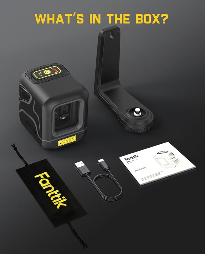 Fanttik D2 Pocket Green Laser Level, 100 ft Self-Leveling Cross Line Laser, Type-C Rechargeable, Rotatable 360 Degree, Pulse Mode, Magnetic Bracket, Carrying Pouch, for Picture Hanging and Home DIY