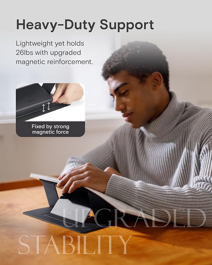 MOFT Invisible Laptop Stand for Desk, Stick-Free Tablet and Computer Stand with Dual-Angle, Foldable&Portable Laptop Riser Holder, Fits 7-11" Tablets&11-14" Laptops, Space Gray (Non-Adhesive Version)