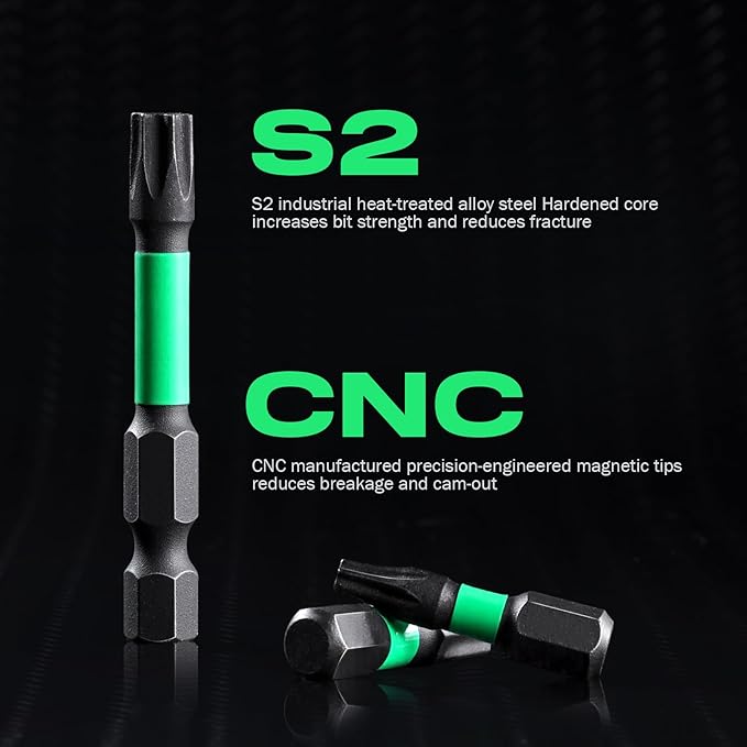 27PCS Impact Torx Bit Set (TT7-TT40), S2 Steel Security with Tamper Proof & Magnetic Screwdriver Bits, 1"&2" Long CNC Machined Torx Set with Compact Storage Case