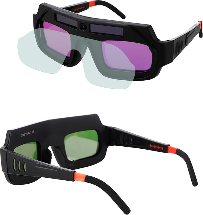 A.I.FORCE Auto Darkening Welding Goggles, Solar Powered True Color Anti-Glare Safety Welding Glasses for TIG MIG MMA Plasma Welding, Lightweight Welders Glasses with Protective Lens and Elastic Band