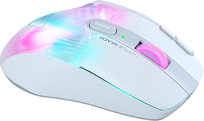 Turtle Beach Kone XP Air Wireless Customizable Ergonomic RGB Gaming Mouse, Bluetooth, 19K DPI Optical Sensor, 100-hour Battery & Charging Dock, 29 Programmable Inputs & RGB Lighting, 4D Wheel – White