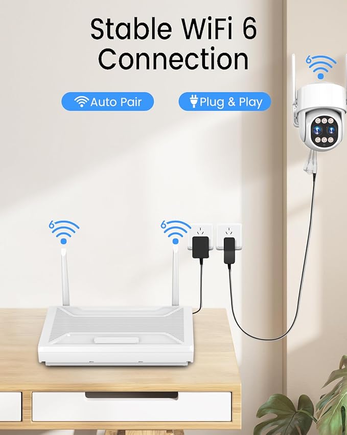 4K Security Camera System Outdoor Wireless, Dual Lens 8MP 4 Cameras 10X Hybrid Zoom Auto Tracking, Indoor Home Video Surveillance CCTV 10 CH with 1TB, 100ft Color Night Vision Weatherproof