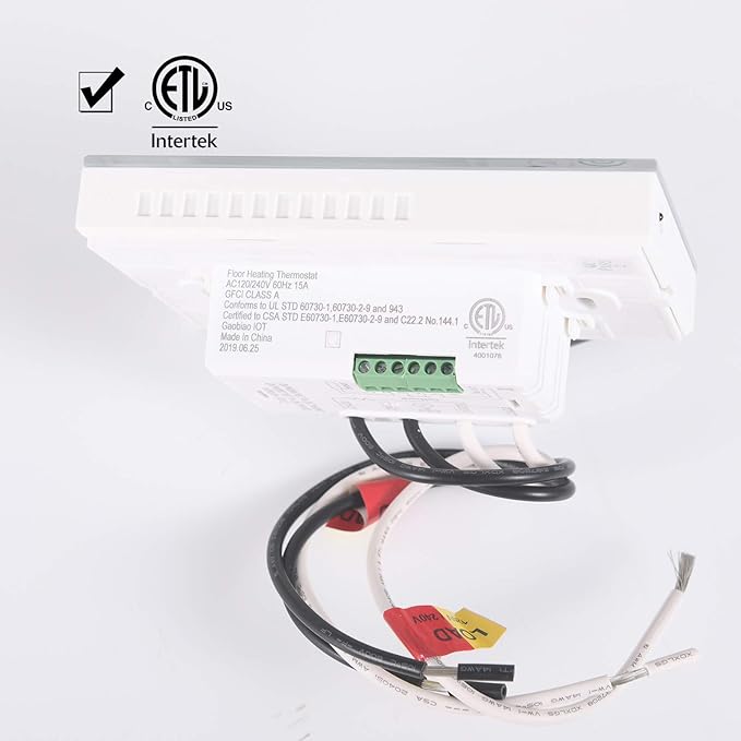 Programmable Thermostat for House Radiant Underfloor Heating, Home Heat Floor Mat Controller self-Adaption AC(120/240V) Voltage, Dual Sensing(Air&Floor Sensor) Built-in Class A GFCI, Power 3600W