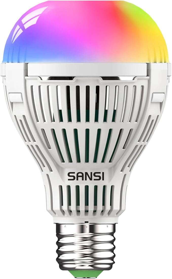 SANSI Smart Light Bulb, Full Color Changing Dimmable Smart WiFi Bulbs Compatible with Alexa and Google Home, A21 18W 150W Equiv. 2000 Lumens Bright RGB Bulb, 2.4Ghz only No Hub Required