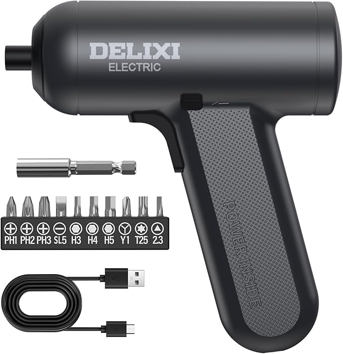 Cordless Electric Screwdriver 4V Mini Cordless Drill Set with 1500mAh Battery, 5N.m Electric Torque, Rechargeable Electric Screwdriver with 10 Bits & 2.36" Extension Bar